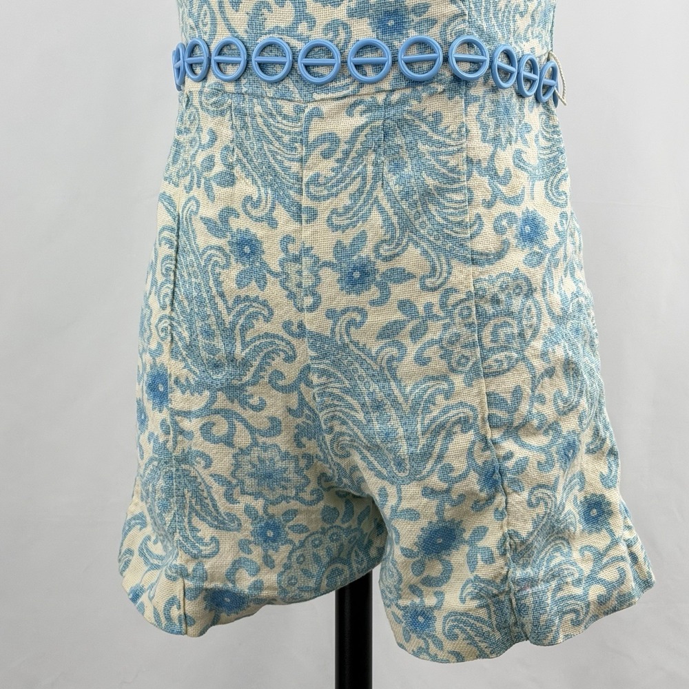 Vintage 60s Donkenny Romper Paisley Mod Belted Playsuit Retro XS S - Picture 3 of 11